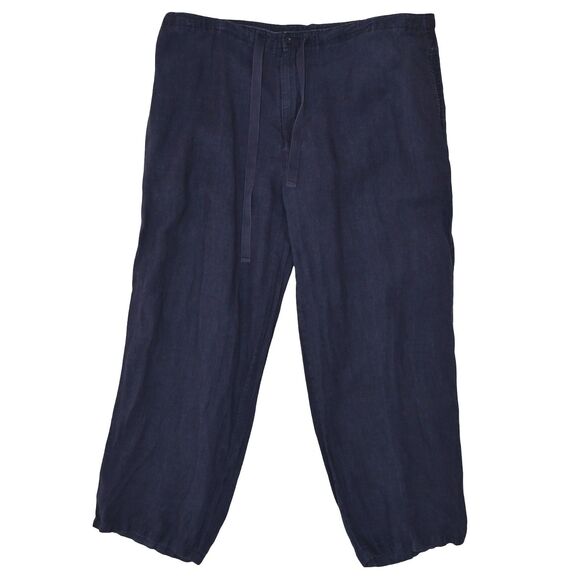 Nautica Explorer Navy 100% Linen Pants XXL Loose Coastal Resort Minimalist - Picture 2 of 10